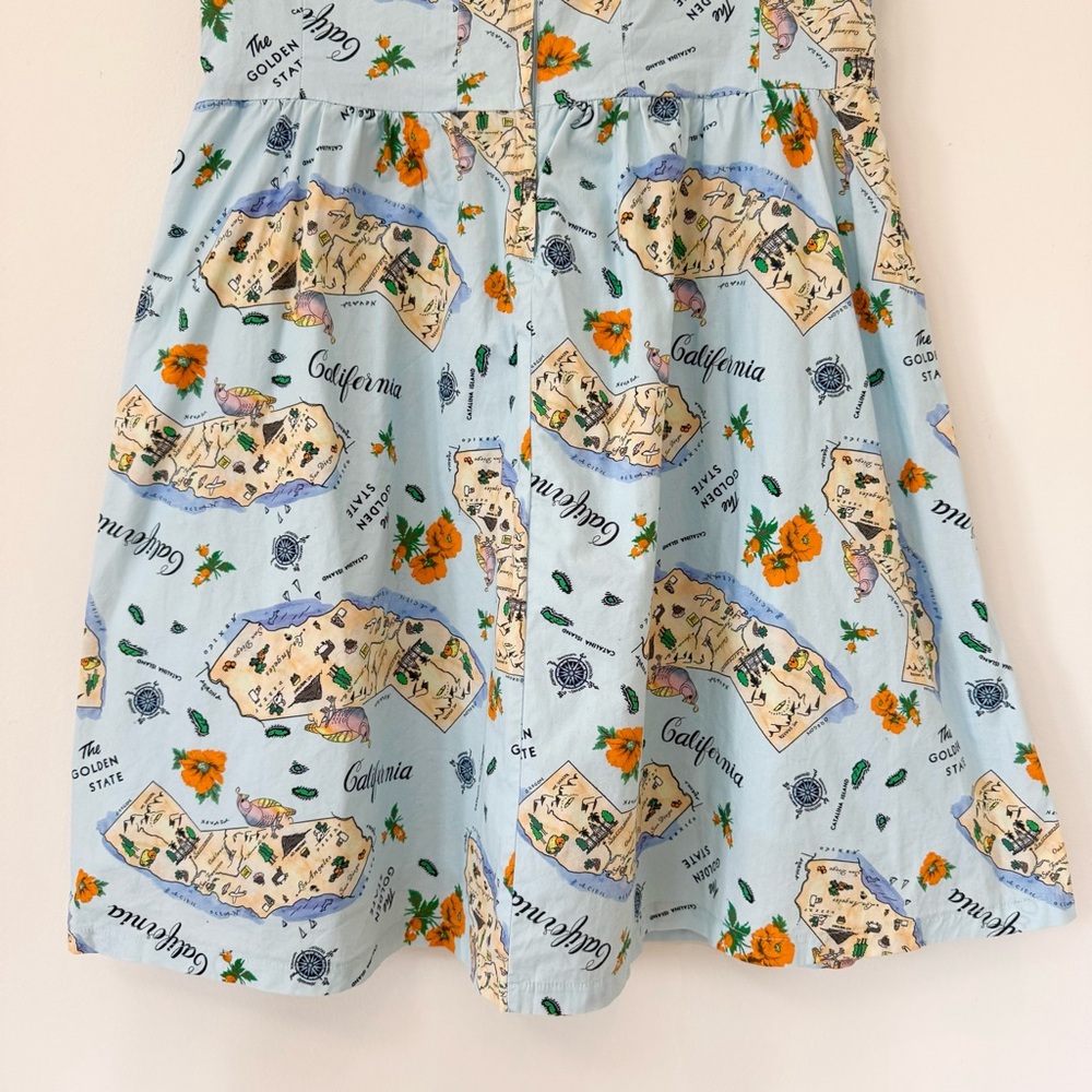 MODCLOTH Golden State California Novelty Print Fit & Flare Dress, Size M - Picture 12 of 16